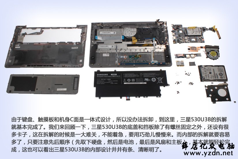 三星首款超极本530U3B拆解完毕，所有部件一览